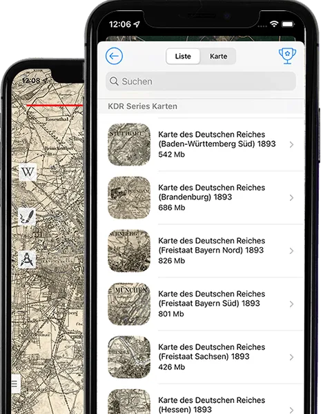 Экран каталога исторических карт в Vetus Maps
